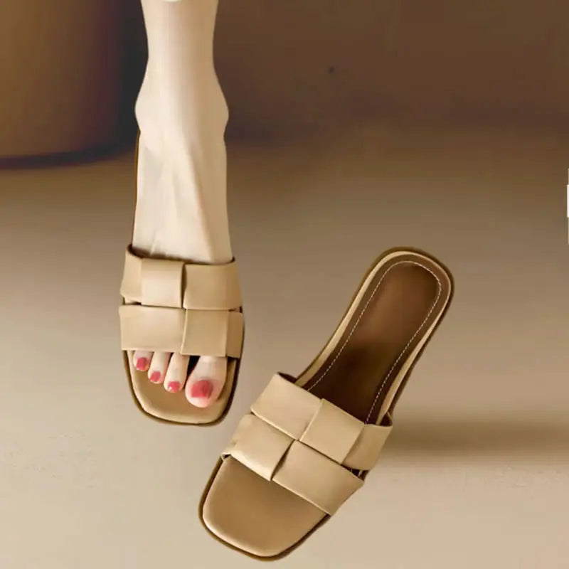 Woven Strap Open-toe Slide Sandals