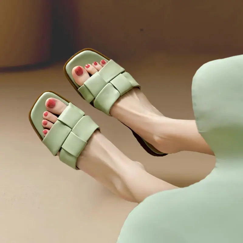 Woven Strap Open-toe Slide Sandals