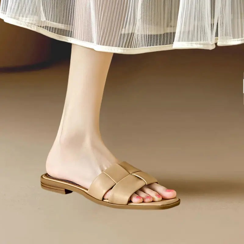 Woven Strap Open-toe Slide Sandals