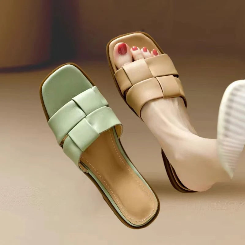 Woven Strap Open-toe Slide Sandals