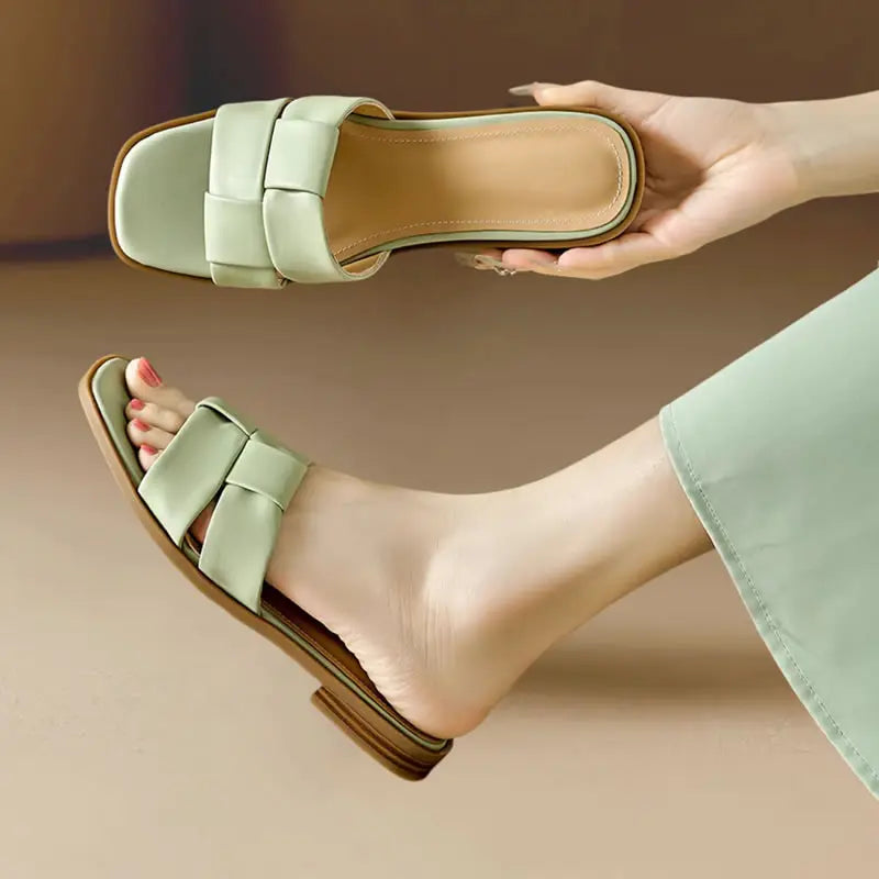 Woven Strap Open-toe Slide Sandals