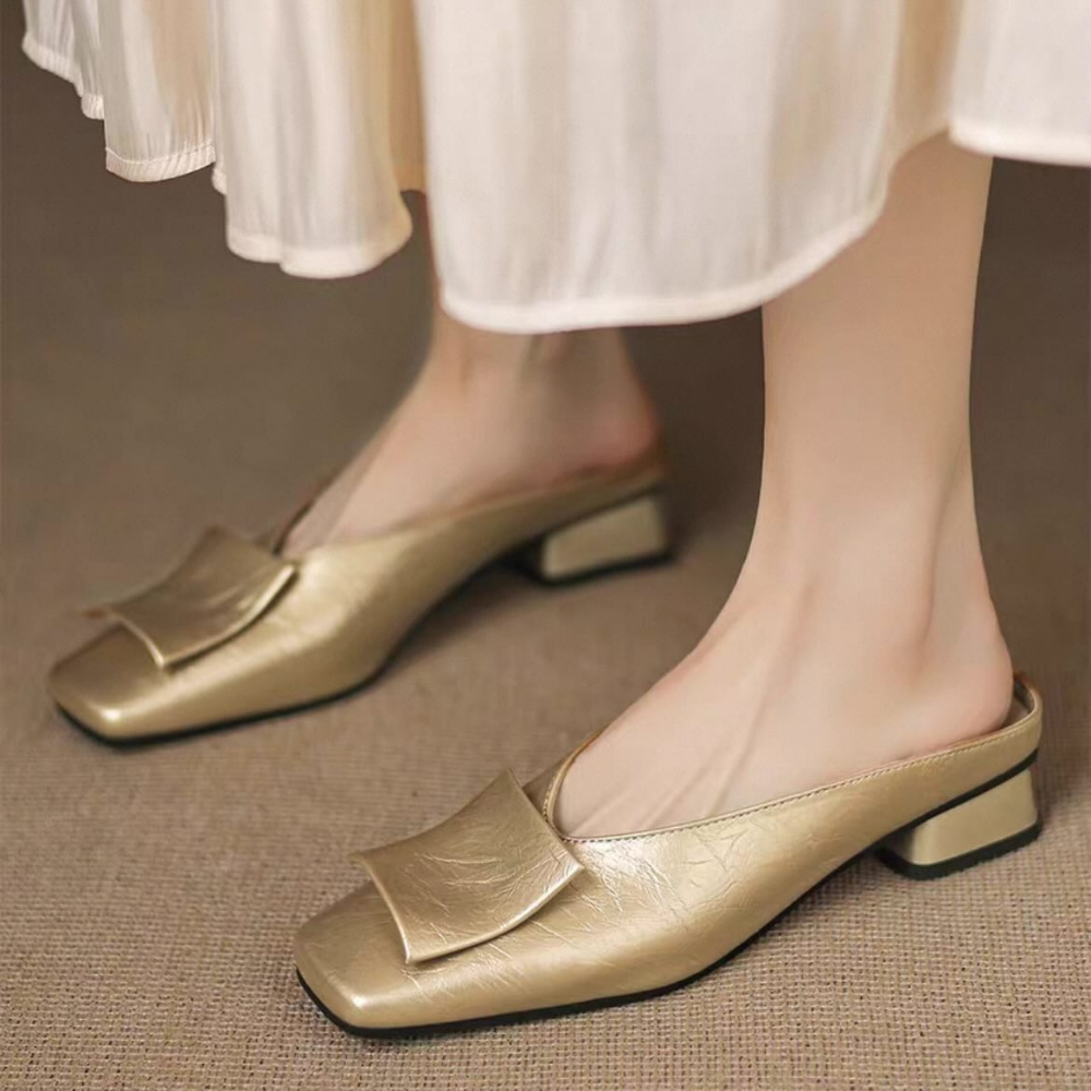 Square Toe Solid Color Slip-on Outdoor Sandals