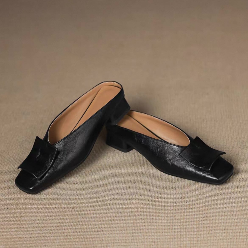 Square Toe Solid Color Slip-on Outdoor Sandals