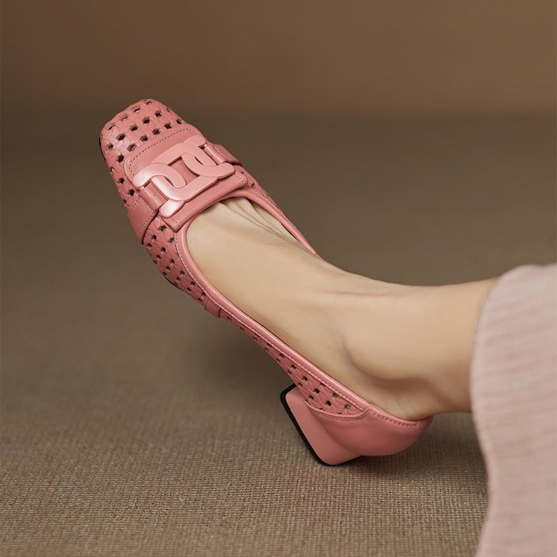 Square Toe Block Heels Pumps Shoes