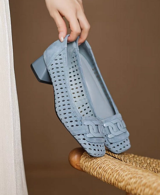 Square Toe Block Heels Pumps Shoes