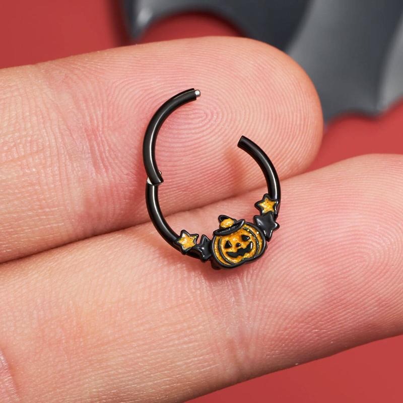 đHalloween Decorationsđ- 16G Wacky Halloween Pumpkin Septum Rings