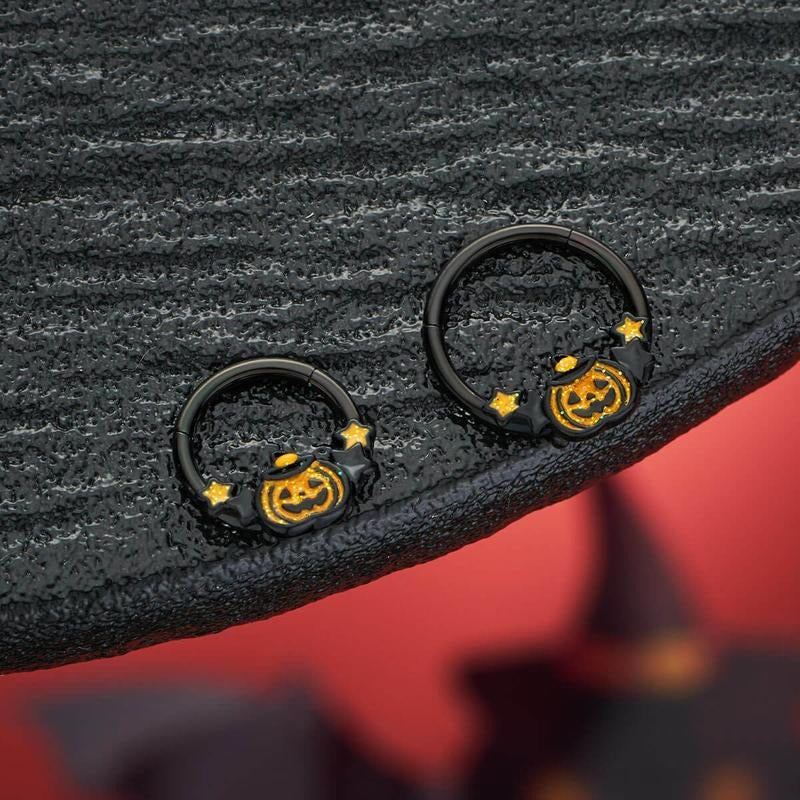 đHalloween Decorationsđ- 16G Wacky Halloween Pumpkin Septum Rings