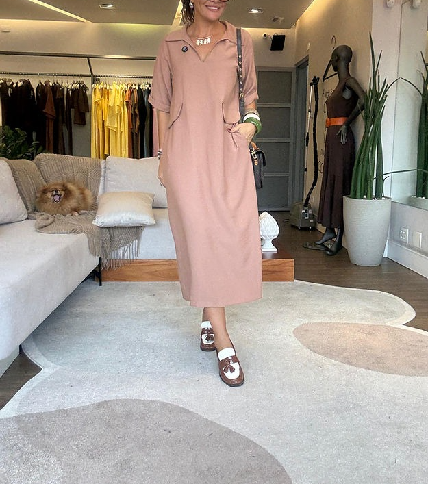 V-neck Midi Dress