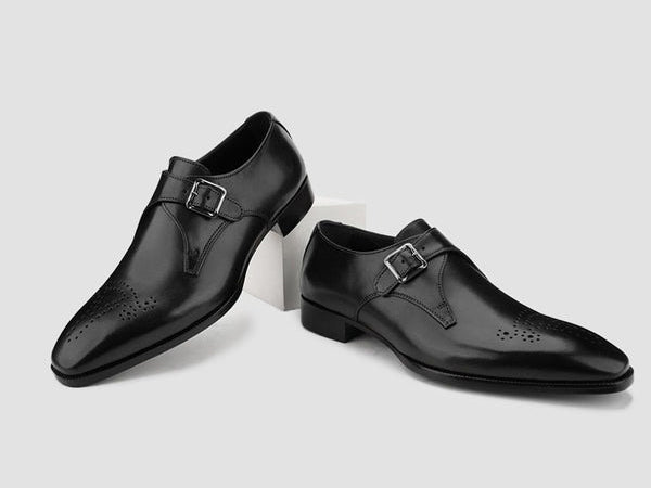 Single Monk Strap Brogue Dress Shoes