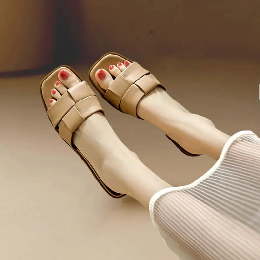 Woven Strap Open-toe Slide Sandals