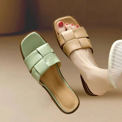 Woven Strap Open-toe Slide Sandals