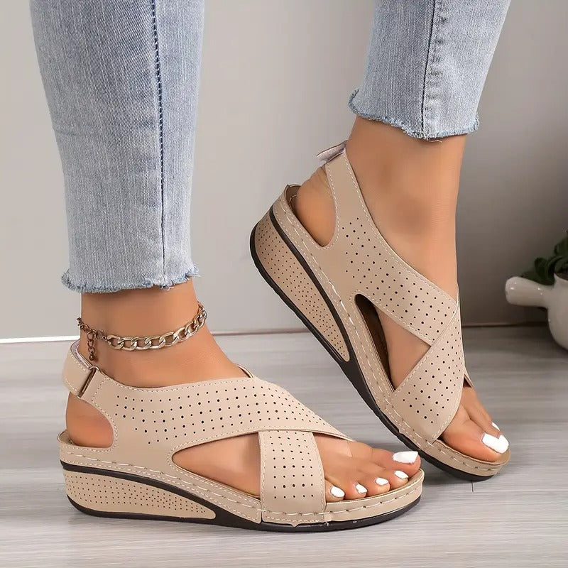 Women'S Solid Color Wedge Sandals
