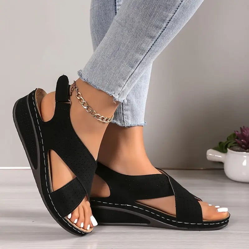 Women'S Solid Color Wedge Sandals