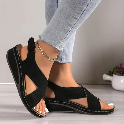 Women'S Solid Color Wedge Sandals