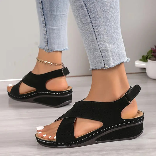 Women'S Solid Color Wedge Sandals