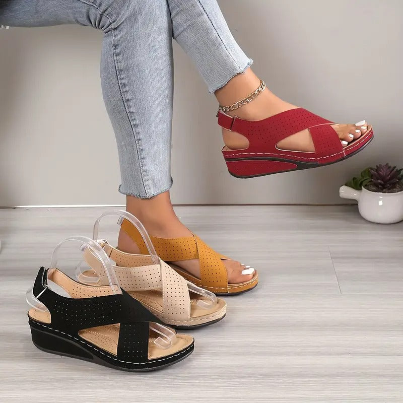 Women'S Solid Color Wedge Sandals