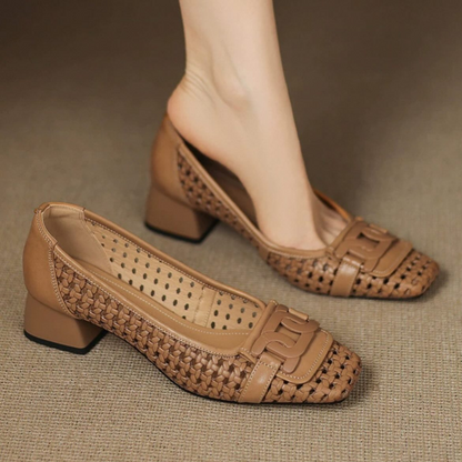 Square Toe Hollow Breathable Versatile Mary Jane Shoes