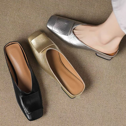 Square Toe Solid Color Slip-on Outdoor Sandals