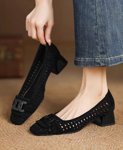 Square Toe Block Heels Pumps Shoes