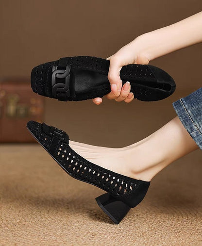 Square Toe Block Heels Pumps Shoes