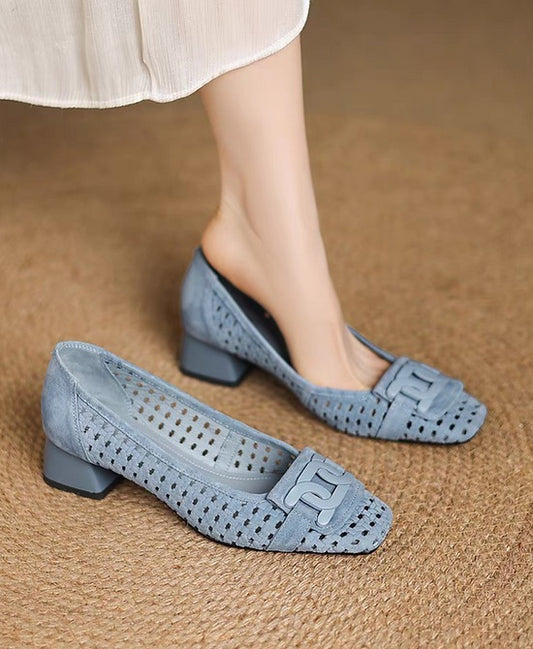 Square Toe Block Heels Pumps Shoes