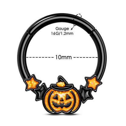 🎃Halloween Decorations🎃- 16G Wacky Halloween Pumpkin Septum Rings