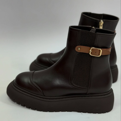 Luxury Chunky-Sole Leather Martin Boots