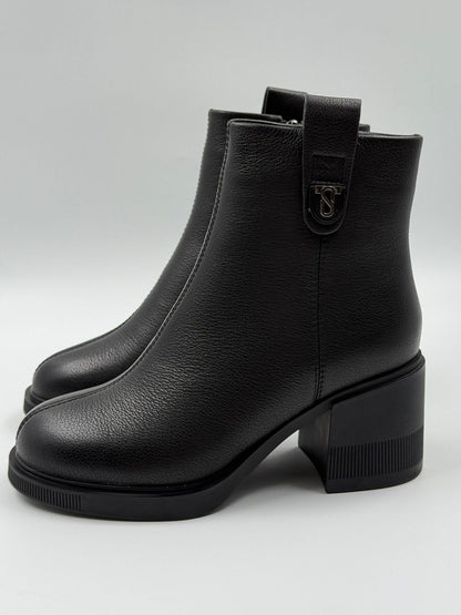 Fleece-Lined Soft-Sided Ankle Boots With Block Heel