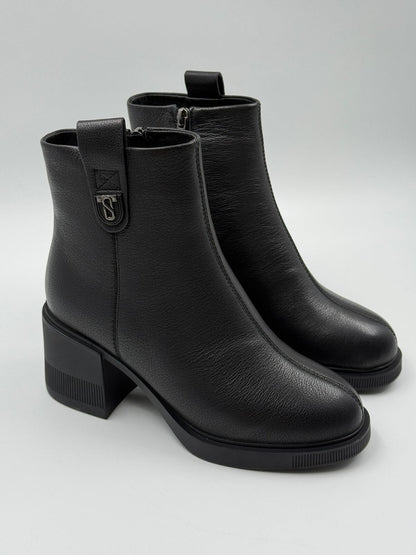 Fleece-Lined Soft-Sided Ankle Boots With Block Heel