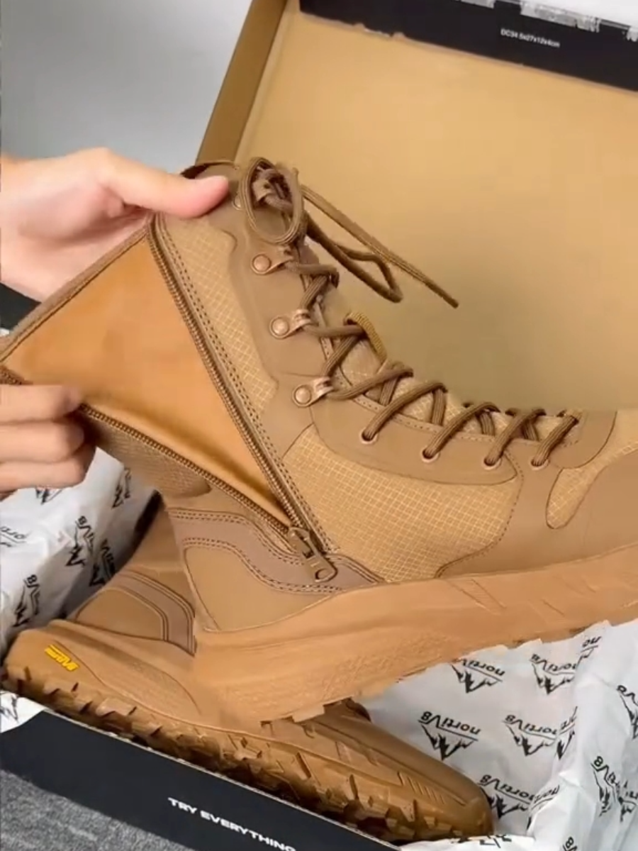 Men's High-Top Side-Zip Lace-Up Work Boots