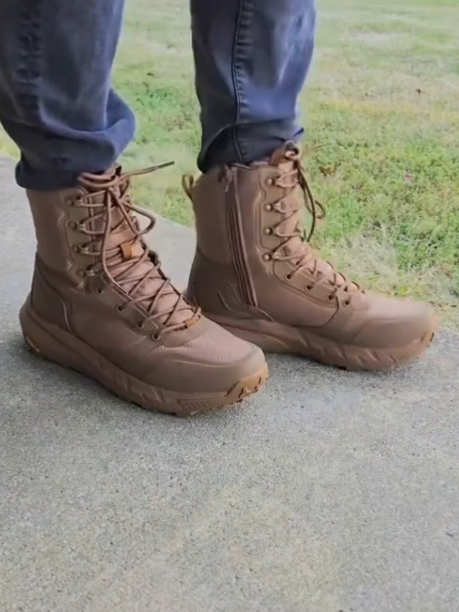 Men's High-Top Side-Zip Lace-Up Work Boots
