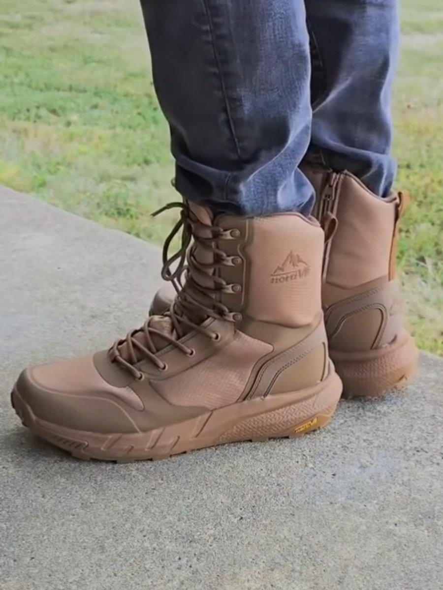 Men's High-Top Side-Zip Lace-Up Work Boots