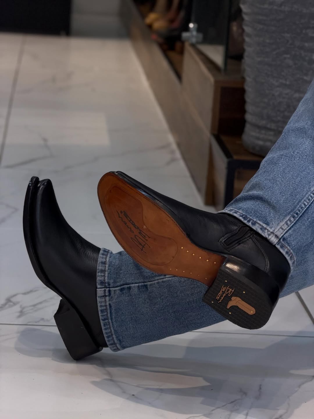 Vintage Cowhide Ranch Cowboy Boots