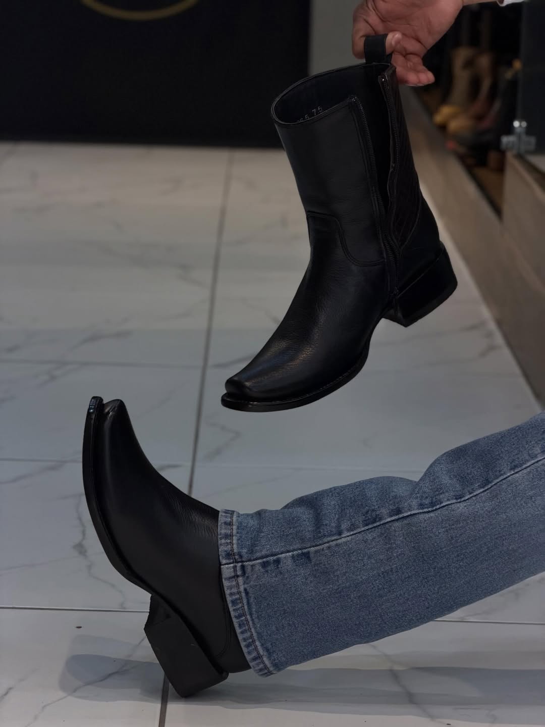 Vintage Cowhide Ranch Cowboy Boots