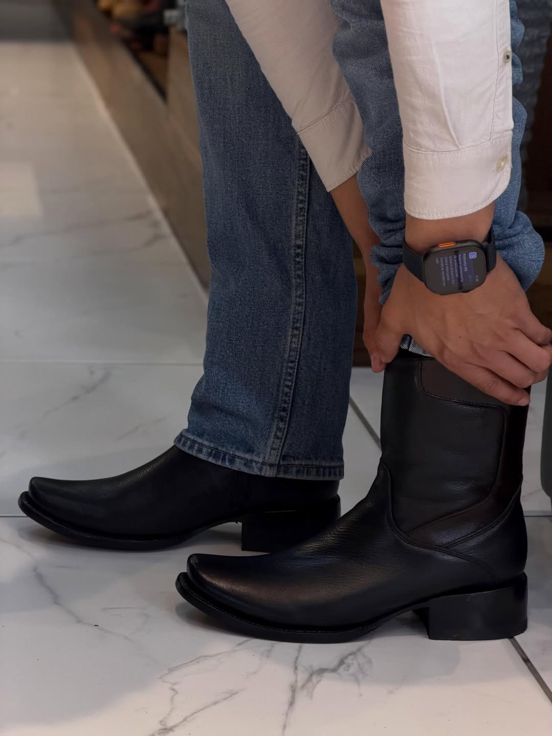 Vintage Cowhide Ranch Cowboy Boots