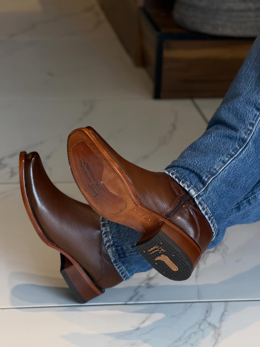 Vintage Cowhide Ranch Cowboy Boots