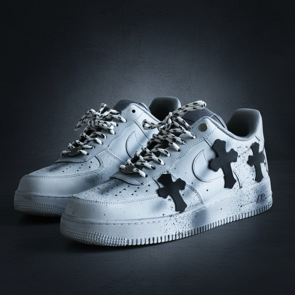 Distressed Graffiti Cross Sneakers
