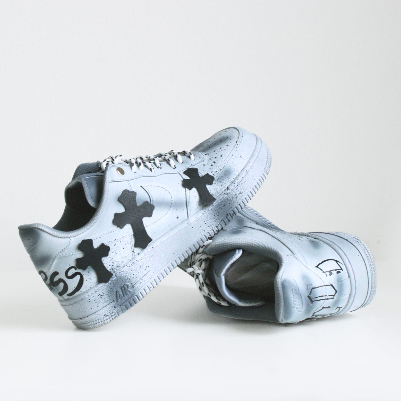 Distressed Graffiti Cross Sneakers