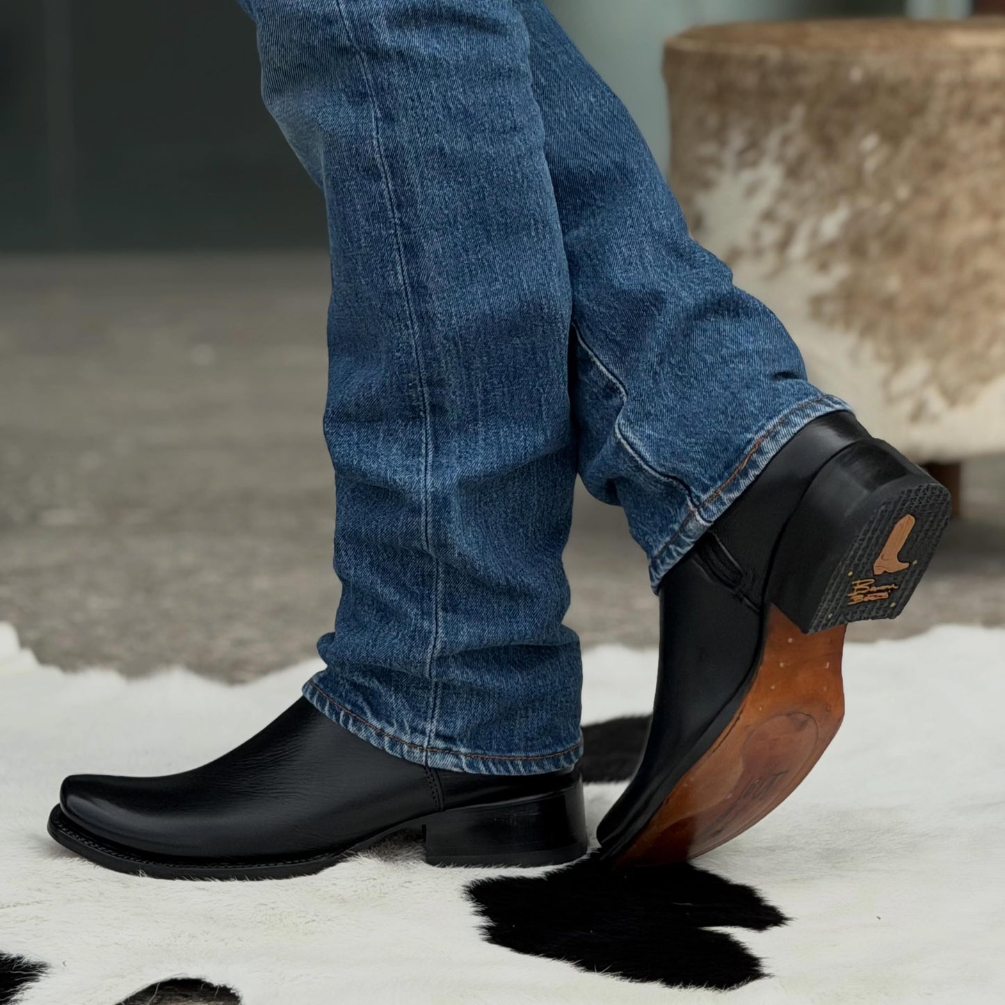 Square Toe Stacked Heel Western Zip Boots