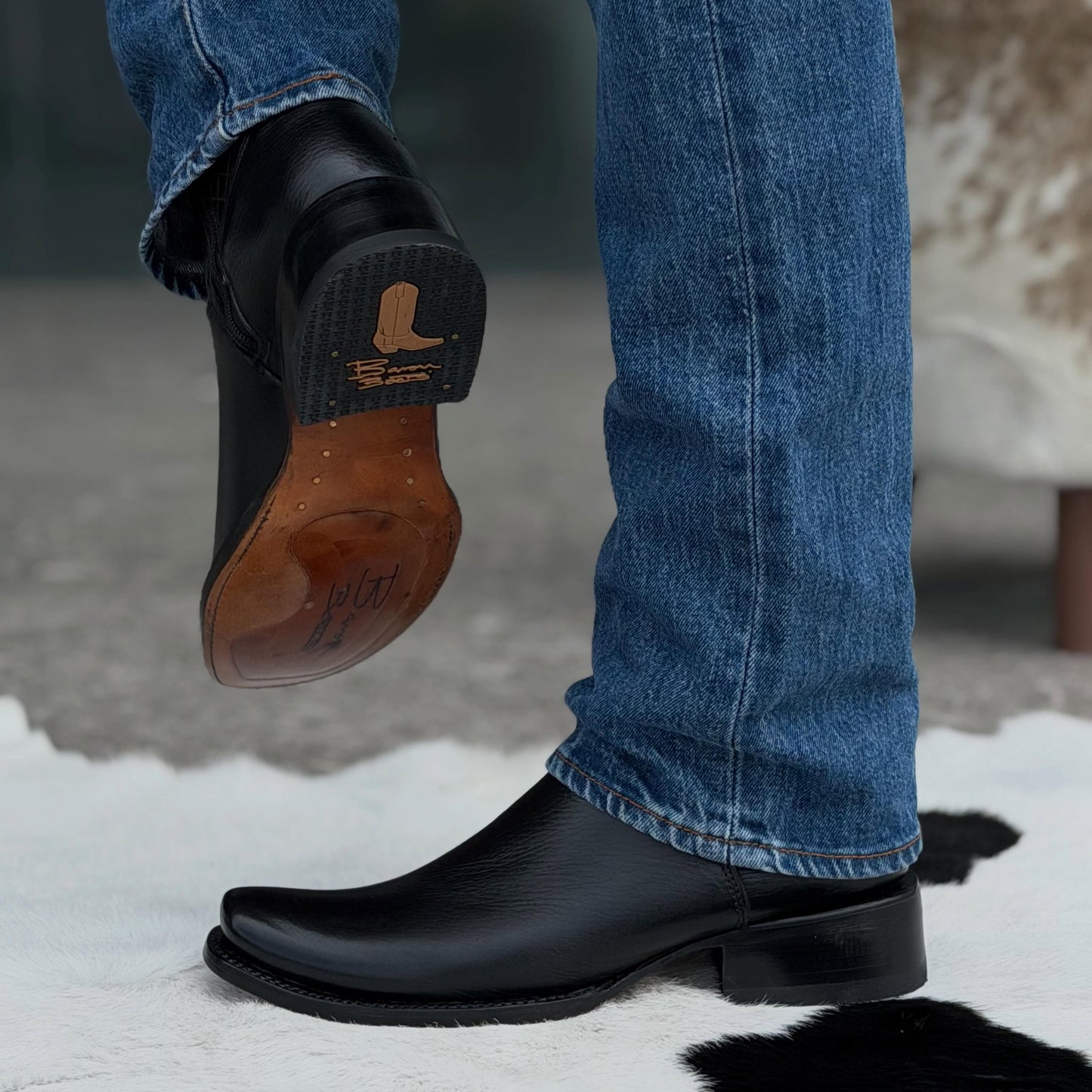 Square Toe Stacked Heel Western Zip Boots