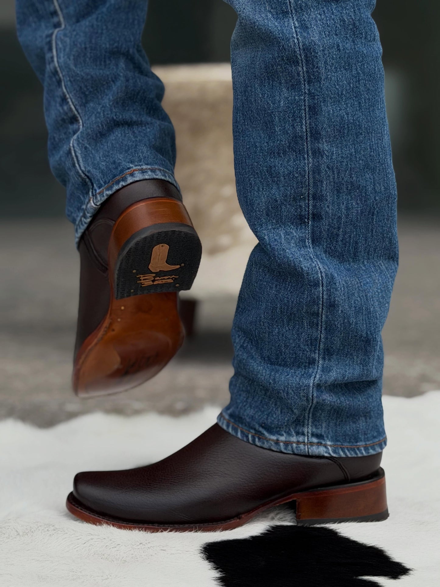 Stacked Wood Heel Zip Up Riding Boots
