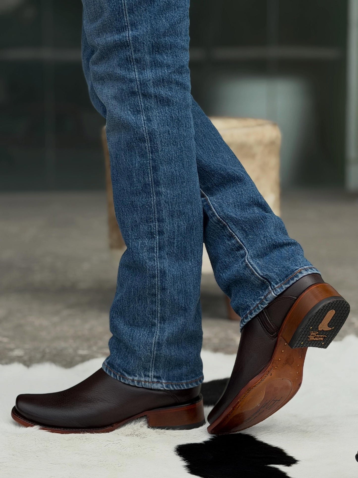 Stacked Wood Heel Zip Up Riding Boots