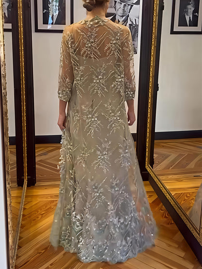 Elegant Embroidered Sequins Two Pieces Dress