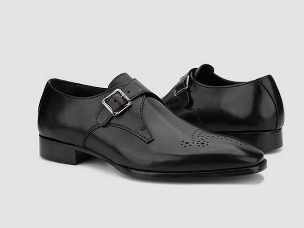 Single Monk Strap Brogue Dress Shoes