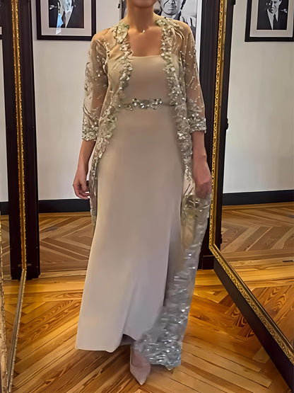 Elegant Embroidered Sequins Two Pieces Dress