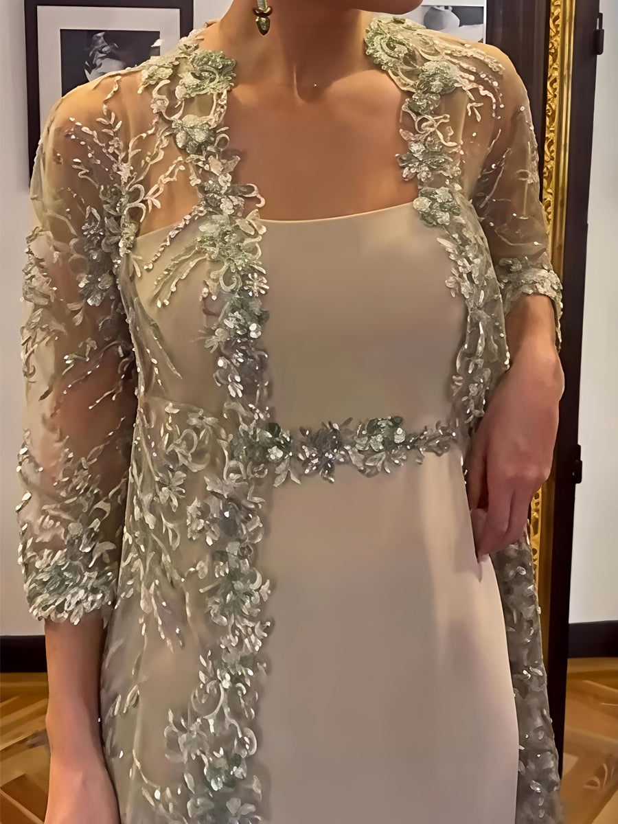 Elegant Embroidered Sequins Two Pieces Dress