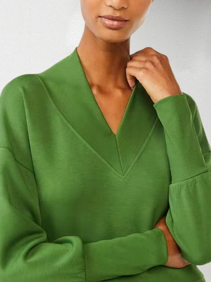 Women's Knitted V-neck Two-piece Set