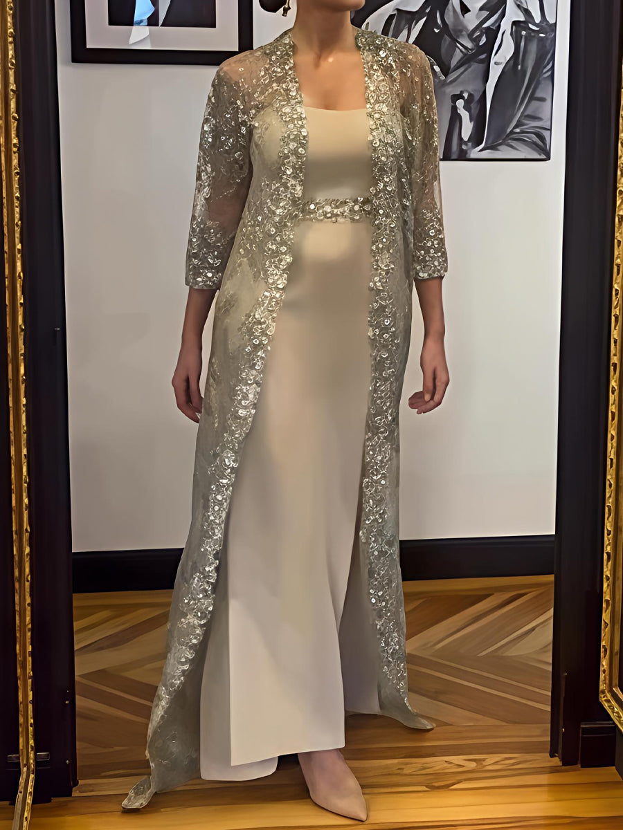 Elegant Embroidered Sequins Two Pieces Dress