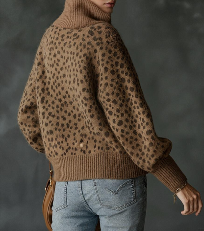 Luxury Leopard Print Zip Up Sweater