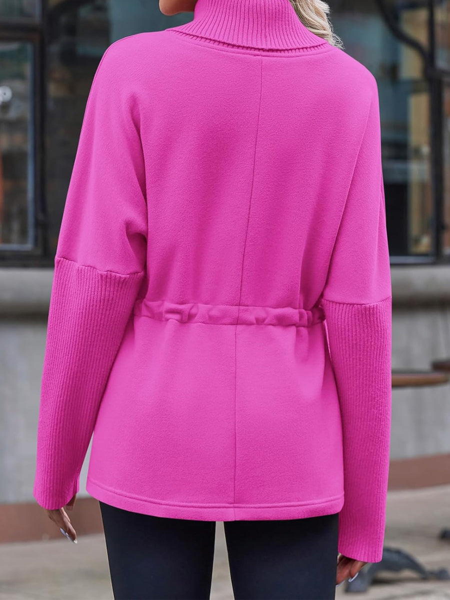 Turtleneck Drawstring Waist Casual Pullover Sweatshirts